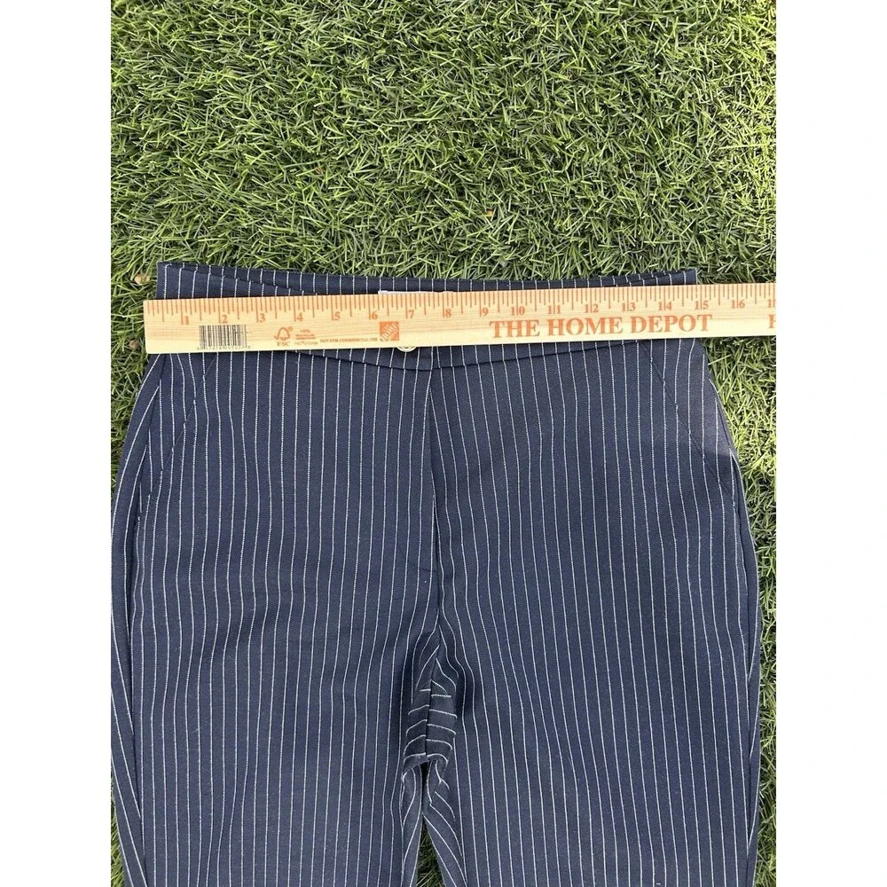 Michael Kors Pinstripe Knit Dress Pants Women's 6 Navy Stretch Career Slacks